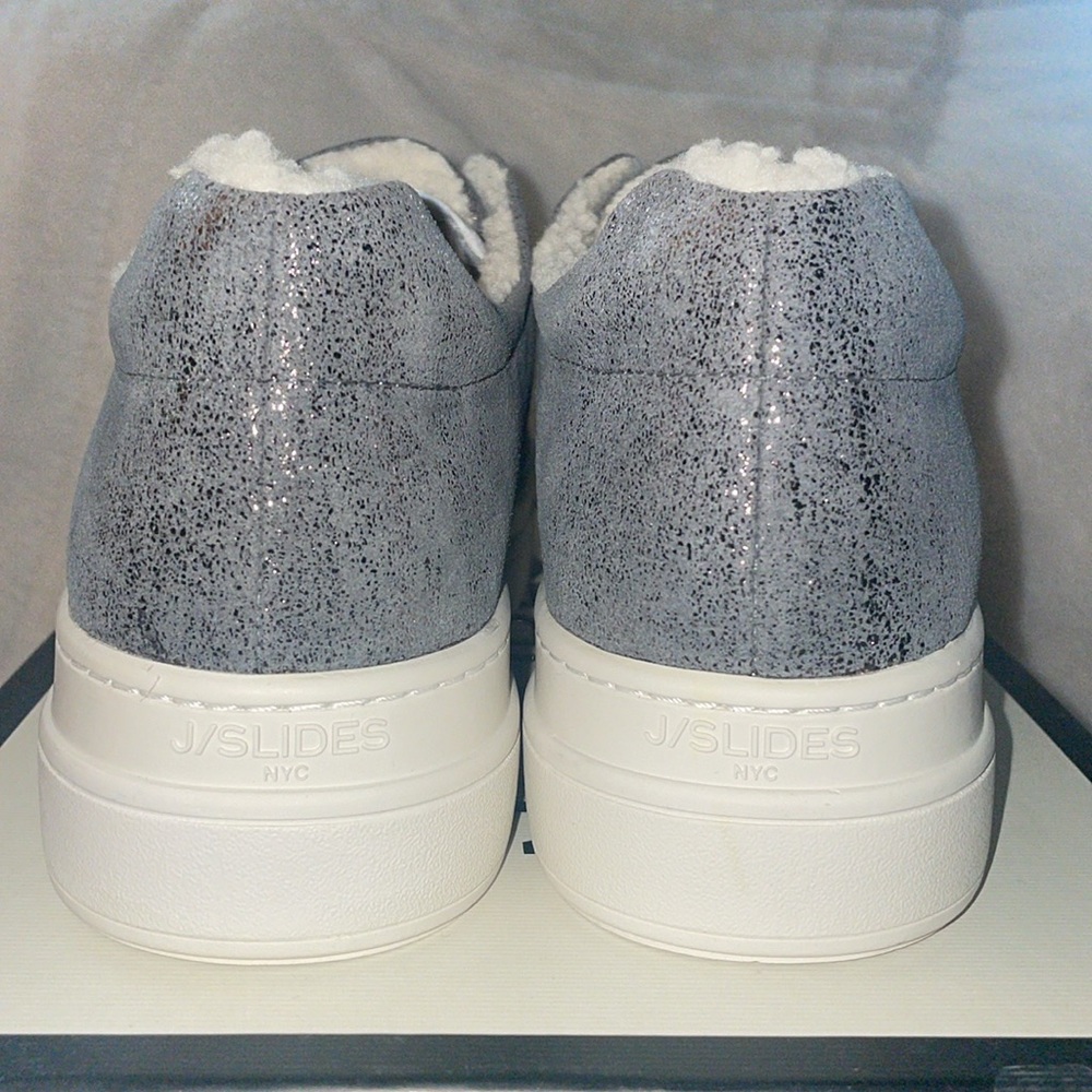 NWT J/SLIDES NADA Pewter Metallic Leather Sneaker - Picture 10 of 15
